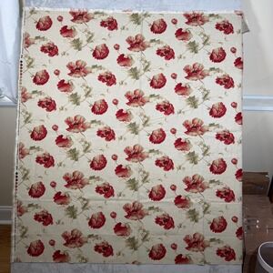Waverly Norfolk Rose Vintage Floral Upholstery Fabric P/Kaufmann Red Cream 53x52